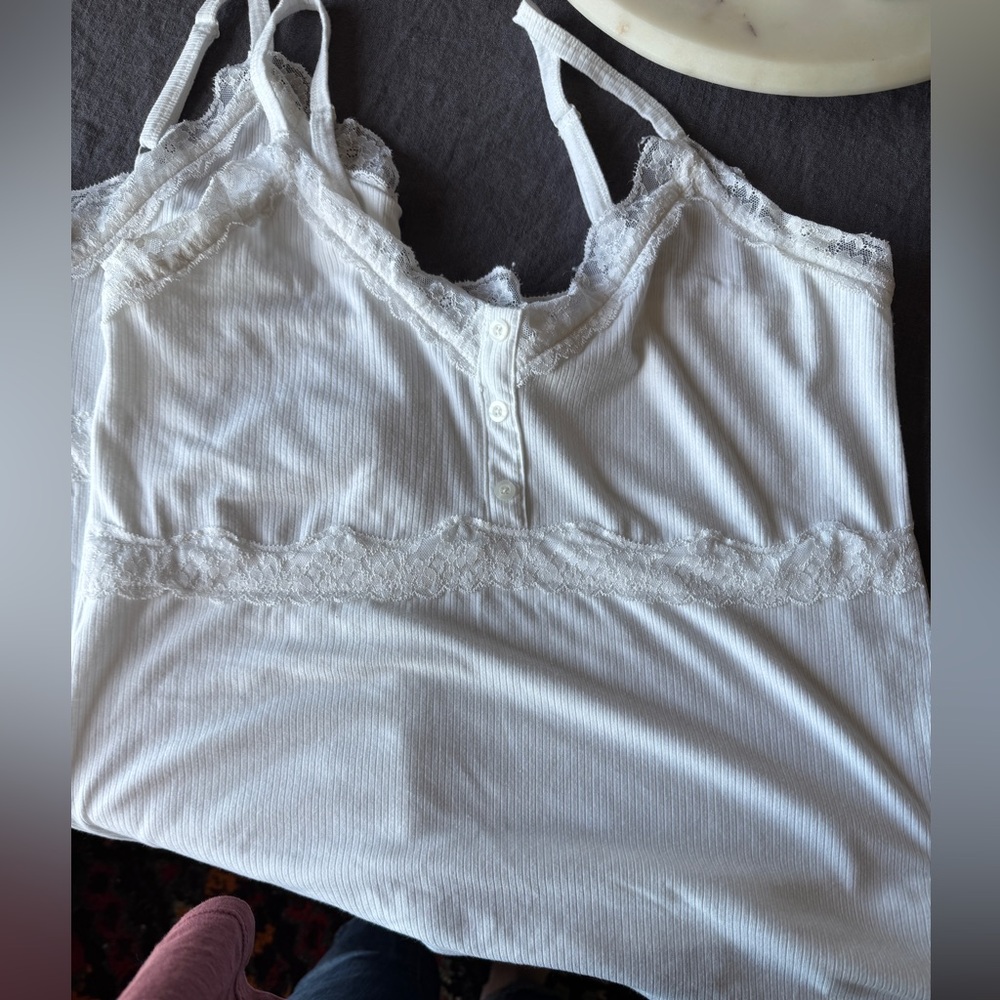 2 torrid White Ribbed Lace-Trim Cami’s - Picture 7 of 8